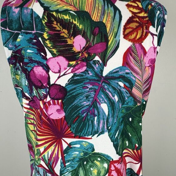 Susan Graver Soleil Brushed Knit Dress Palm Tropical Cover Up Terry Cloth Small - Picture 10 of 15